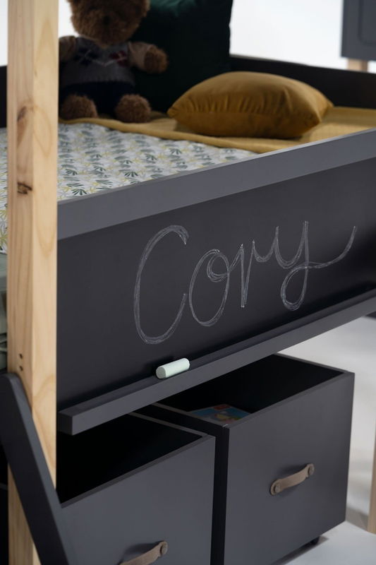 babyonlineshop Nature Kid Cory Hausbett anthrazit mit Rutsche Liegefläche 90 x 200 Begrenzte Freigabe