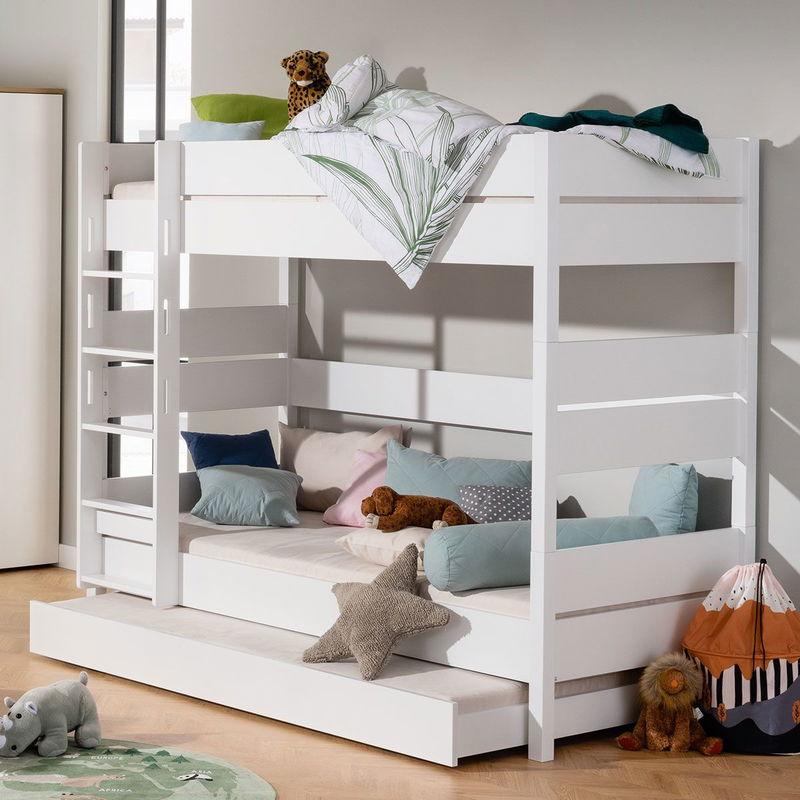 babyonlineshop Paidi Tiago Etagenbett 160 cm kreideweiß gerade Leiter 90x200 cm