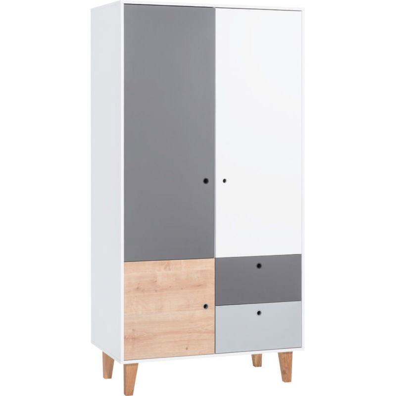 babyonlineshop VOX Concept Baby Kleiderschrank 2-türig oak white/grey/graphite