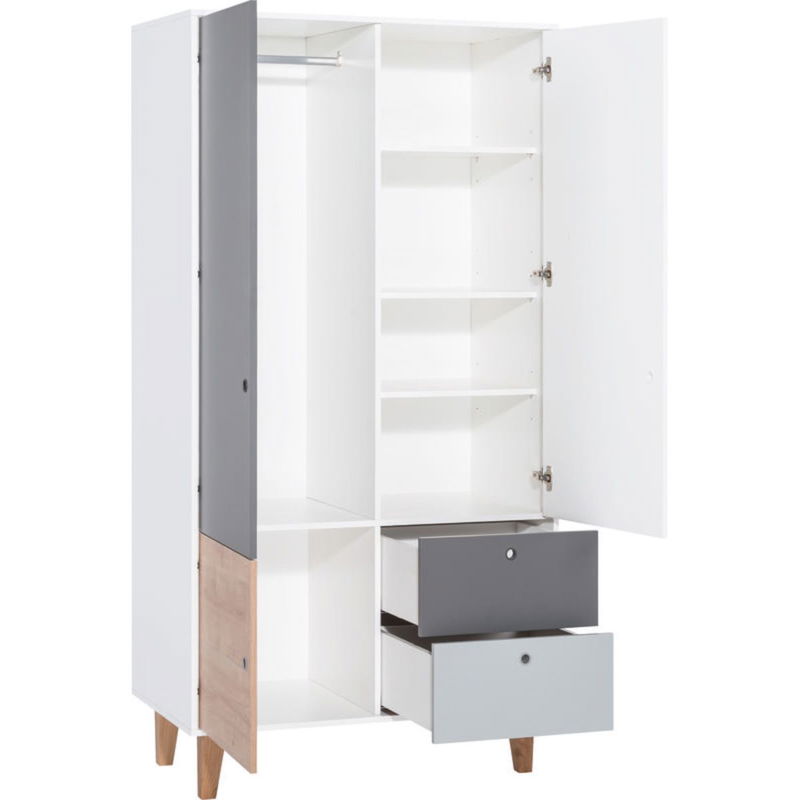 babyonlineshop VOX Concept Baby Kleiderschrank 2-türig oak white/grey/graphite Rabatte dieses Monats