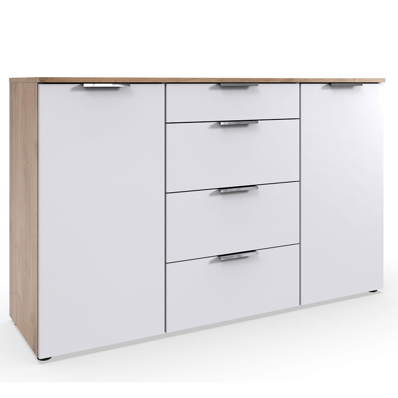 babyonlineshop Wimex level36 A Kombikommode 2T 4S Weiß/Plankeneiche Dekor