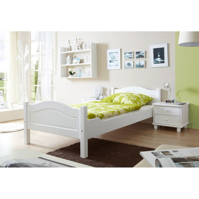 babyonlineshop Ticaa Rita Einzelbett Kiefer Weiß 90 x 200 cm Massivholz