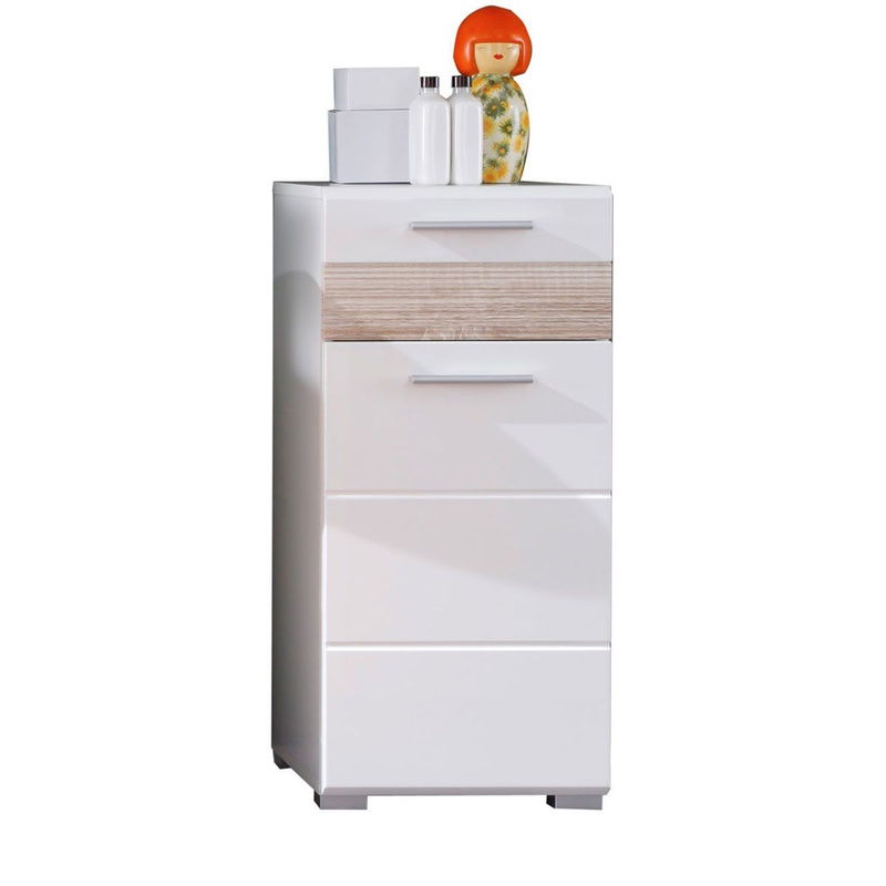 babyonlineshop trendteam Mezzo Standschrank Weiß / Eiche Sägerau Hell
