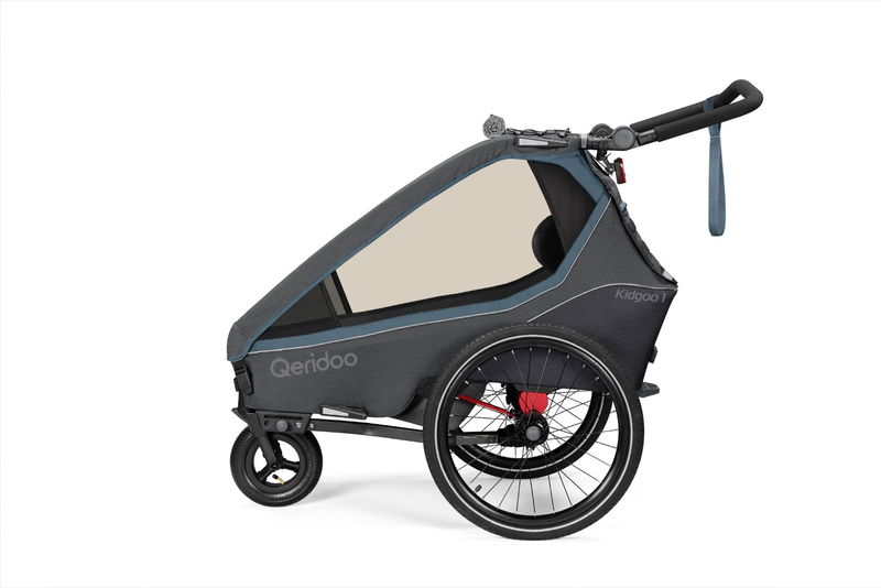 babyonlineshop Qeridoo Kidgoo 1 Fahrradanhänger Navy Blue mit Joggerfunktion 2023