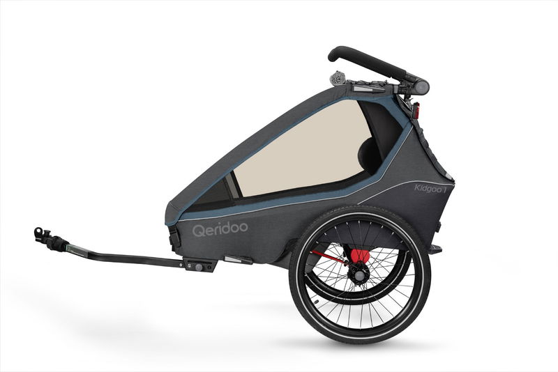 babyonlineshop Qeridoo Kidgoo 1 Fahrradanhänger Navy Blue mit Joggerfunktion 2023 Weihnachtsangebot