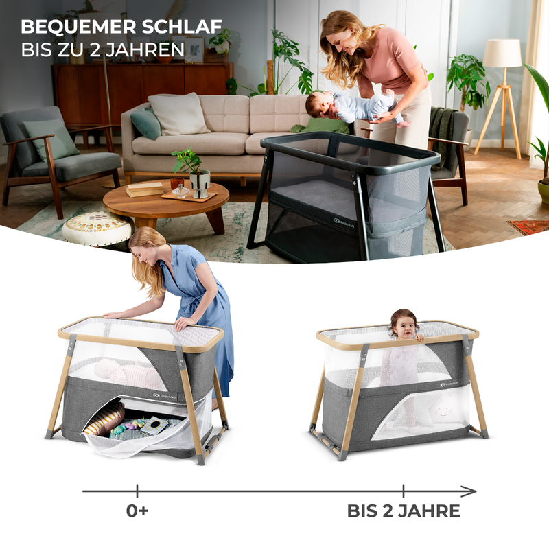 babyonlineshop Kinderkraft Sofi Kinderbett 4in1 – Stubenbett Reisebett Laufgitter Wiege zollfrei