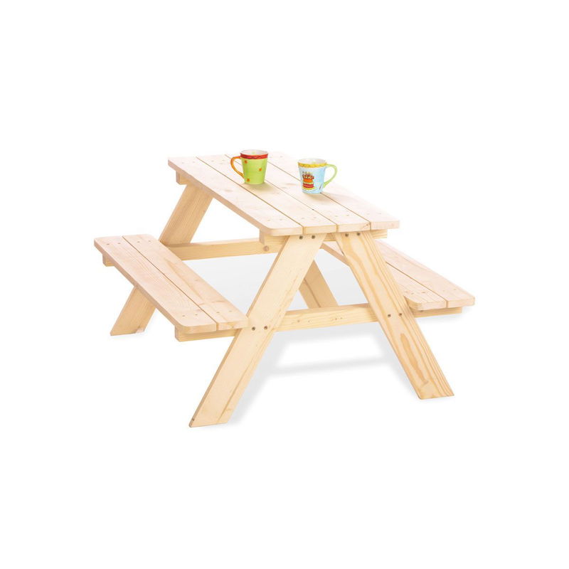 babyonlineshop Pinolino Kindersitzgarnitur Nicki für 4 - natur Sitzgruppe Fichte massiv unbehandelt