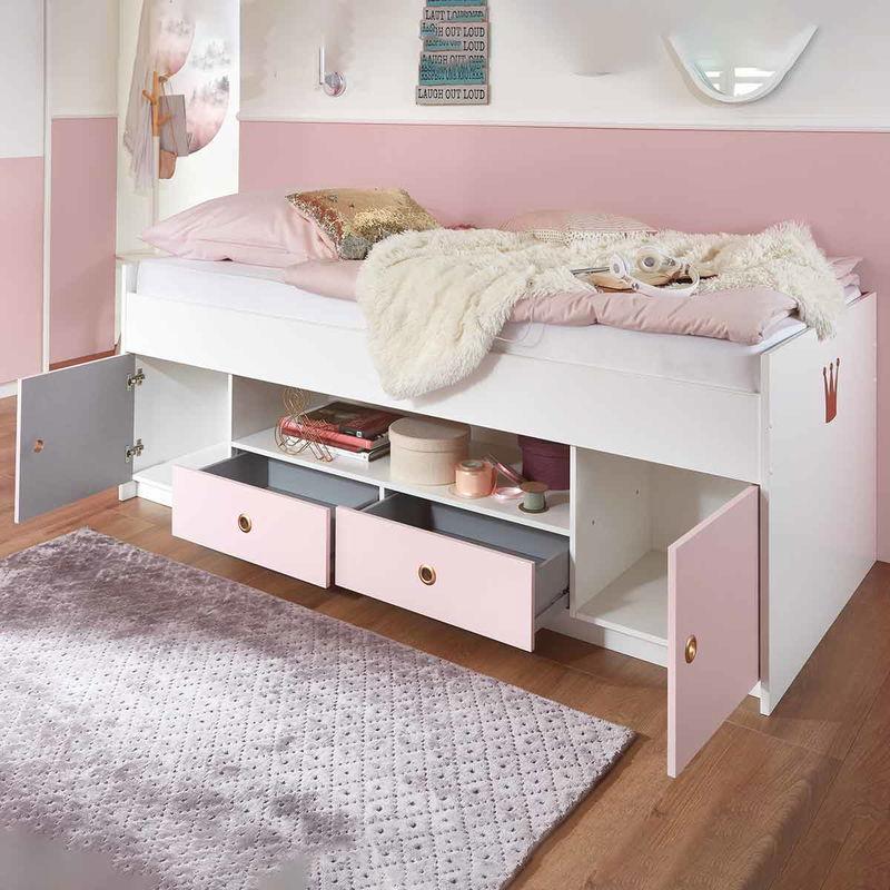 babyonlineshop Wimex Cindy2 Funktionsliege 90 x 200 cm Weiß/Rose