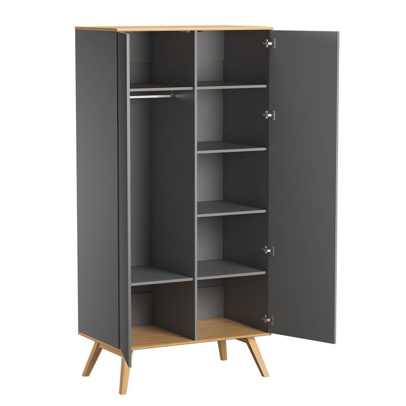 babyonlineshop VOX Nature Kleiderschrank 2-türig grau/eiche Günstiger Verkauf