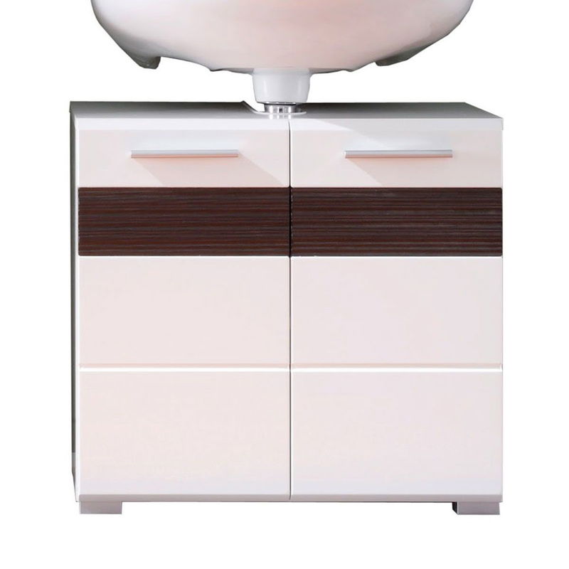 babyonlineshop trendteam Mezzo Waschbeckenunterschrank Weiß / Melinga Dark Oak
