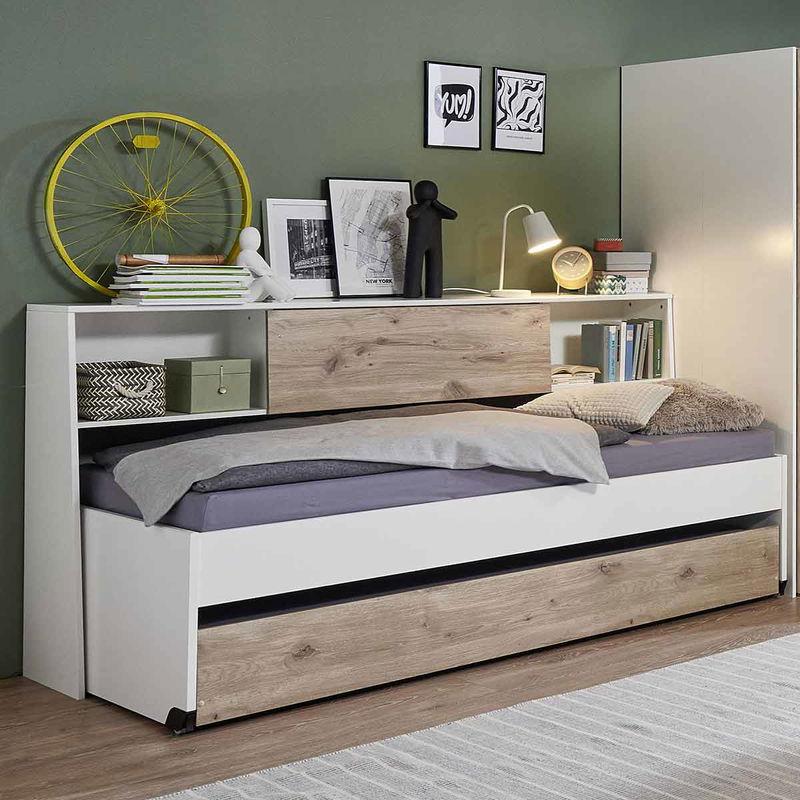 babyonlineshop Wimex Norderney Bett 90 x 200 cm Weiß/Viking-oak Dekor