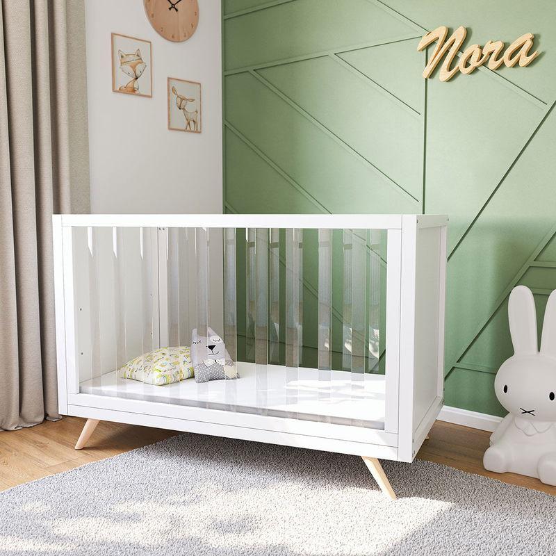 babyonlineshop Artkid Nora Babybett 60 x 130 cm mit Plexiglas inkl. Träumeland Matratze