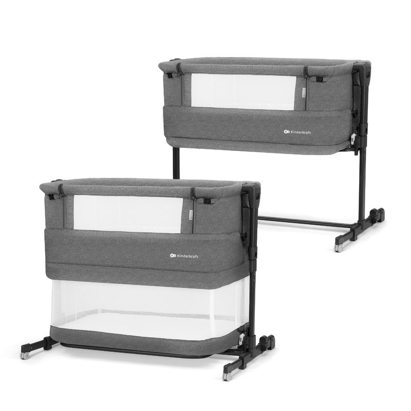 babyonlineshop Kinderkraft Beistellbett NESTE GROW grey melange