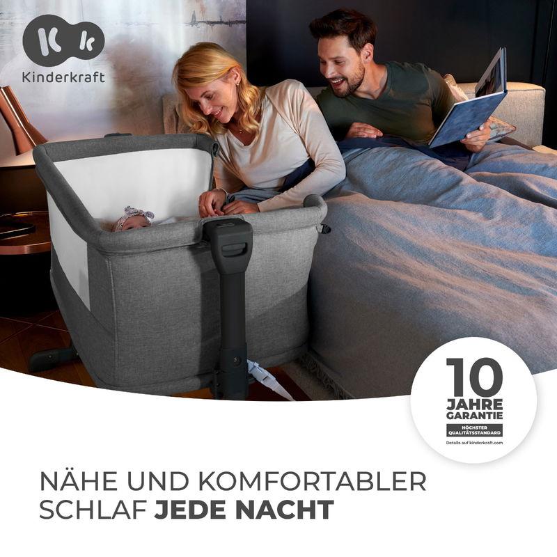 babyonlineshop Kinderkraft Beistellbett NESTE GROW grey melange 2025