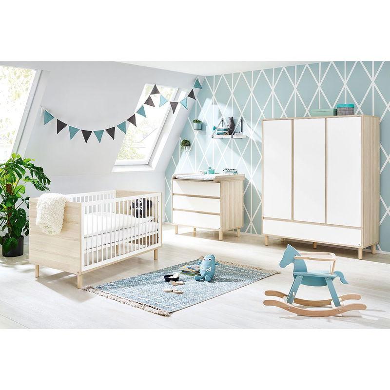 babyonlineshop Pinolino Flow Kinderzimmer breit groß Dekor Esche/weiß