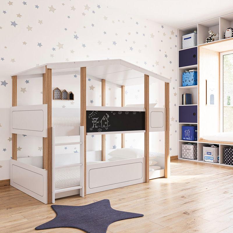 babyonlineshop Nature Kid Cory Etagenbett weiß Kiefer Liegefläche 90 x 200 cm