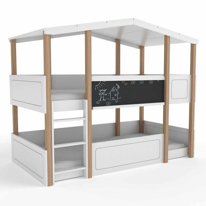 babyonlineshop Nature Kid Cory Etagenbett weiß Kiefer Liegefläche 90 x 200 cm Auslauf