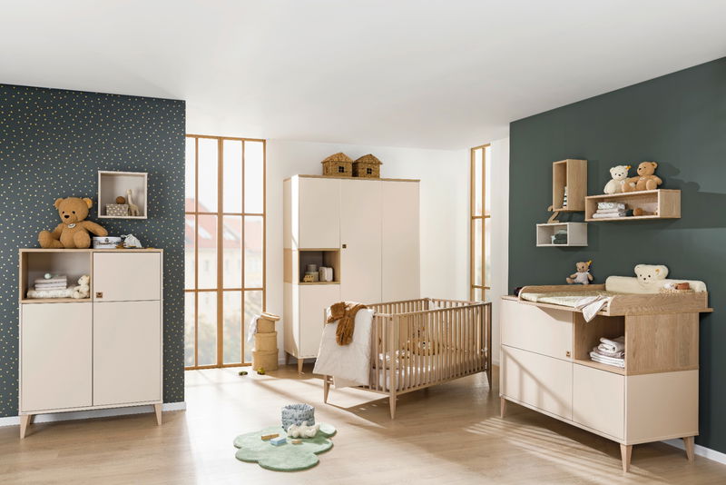 babyonlineshop Paidi Mila & Ben Kinderzimmer 4-türig Cashmere-Beige / Scandinavian-Wood