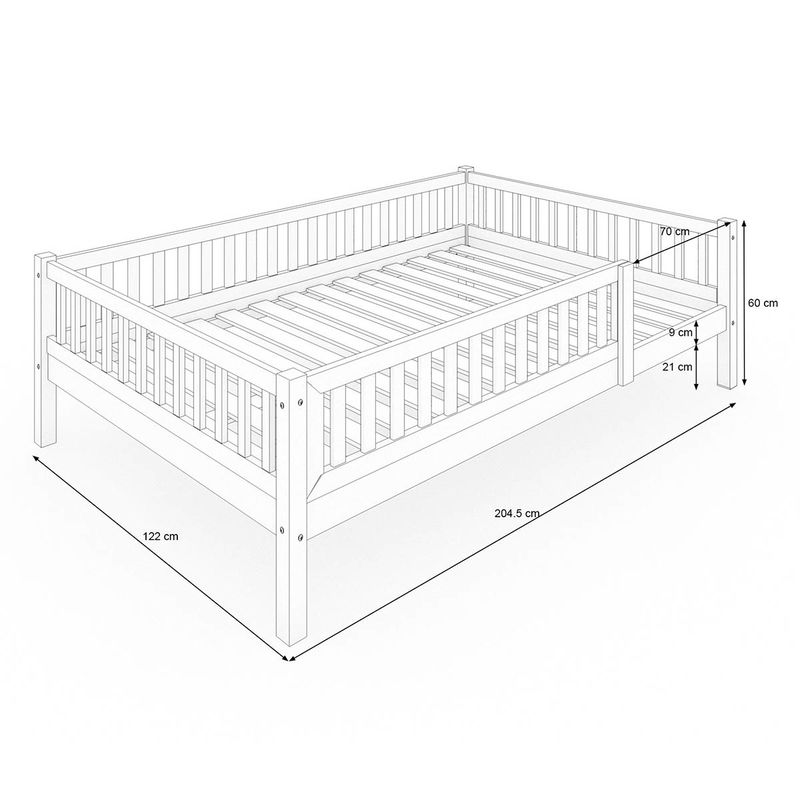 babyonlineshop Nature Kid Lilly Einzelbett weiß 120x200 cm Meist gekauft