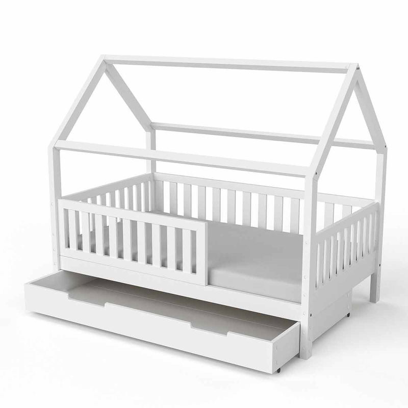 babyonlineshop Nature Kid Lilly Hausbett Kiefer grau lackiert Liegefläche 90 x 160 cm Blitzverkäufe