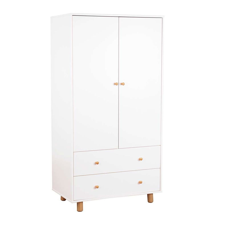 babyonlineshop Nature Kid Lina Kleiderschrank weiß / Kiefer 2-türig Fabrik Onlineshop