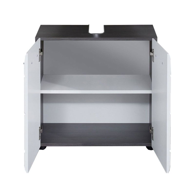 babyonlineshop trendteam Line Waschbeckenunterschrank Weiß Hochglanz / Sardegna Rauchsilber Online Shopping