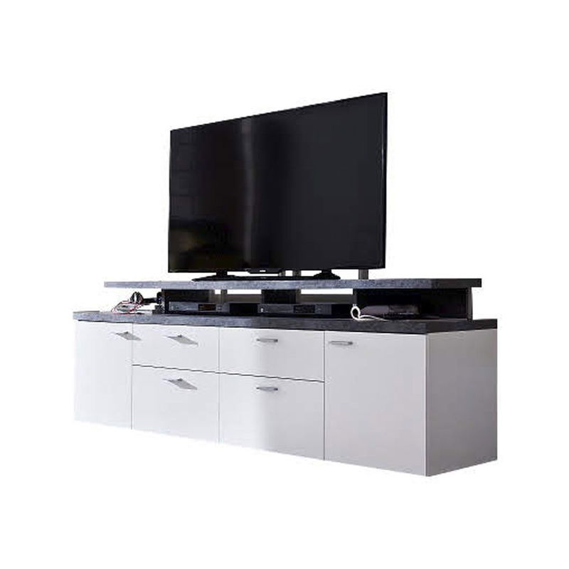 babyonlineshop trendteam Mood TV-Lowboard Weiß Melamin / Stone dunkel Exklusivangebot