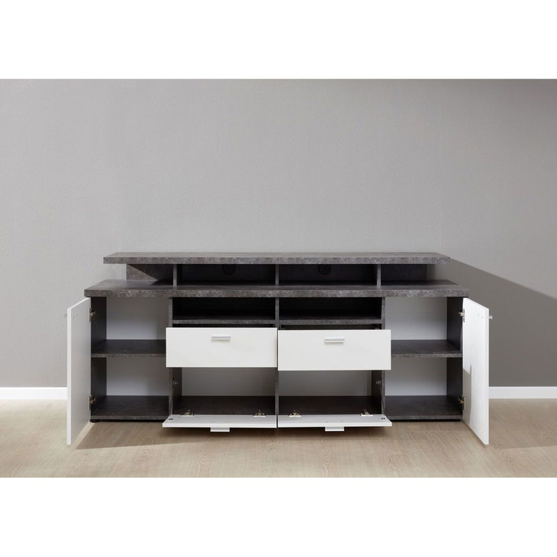 babyonlineshop trendteam Mood TV-Lowboard Weiß Melamin / Stone dunkel Exklusivangebot
