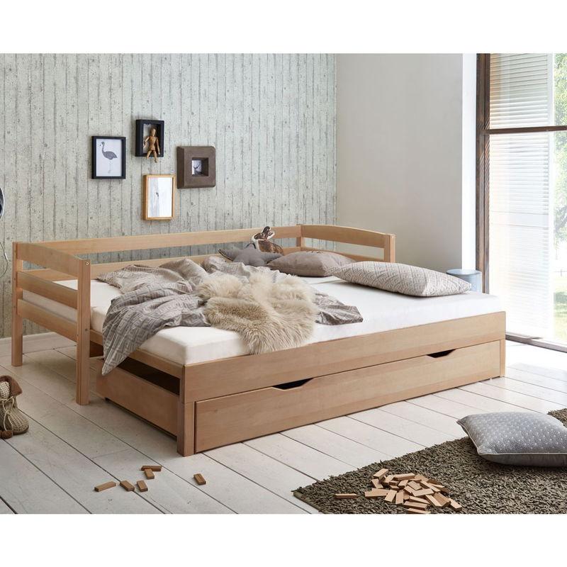 babyonlineshop Relita EMILIA Einzelbett Buche massiv Natur 90/180 x 200 cm ausziehbar Preisnachlass