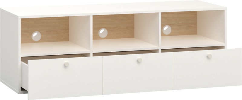 babyonlineshop Vox RELI - Schrank RTV breit mit Griff / Alabasterweiß Eiche hell Kostenloser Versand