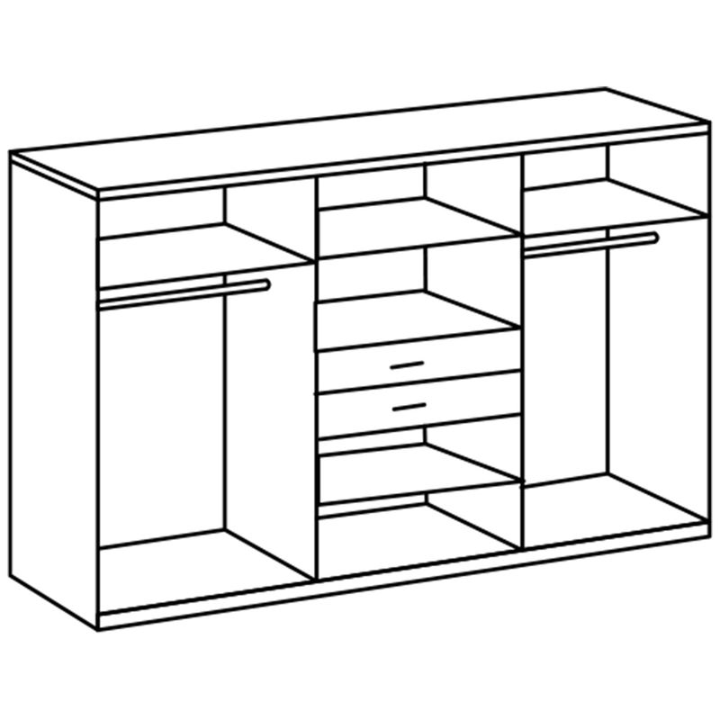 babyonlineshop Wimex Vanea Kleiderschrank 2 Spiegel 270 cm Hickory-oak Dekor/Graphit Günstig kaufen
