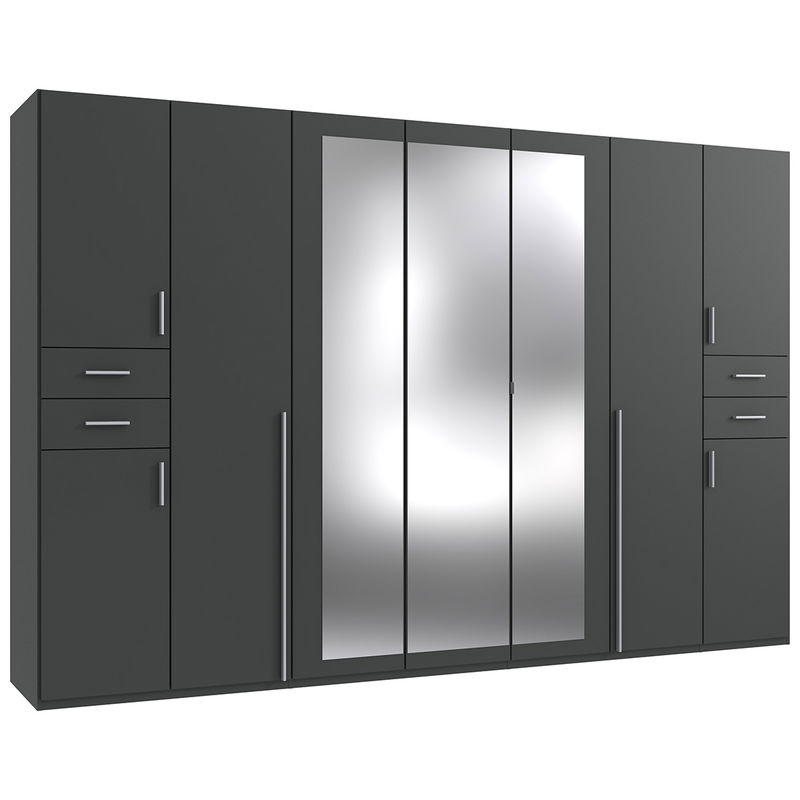 babyonlineshop Wimex Vegas Kleiderschrank 3 Spiegel 313 cm Graphit Versandkostenfrei