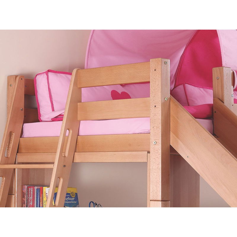 babyonlineshop Relita SKY Etagenbett Buche massiv weiß inkl. Regal & Rutsche - zu 2 Einzelbetten umbaubar Neueste Stile