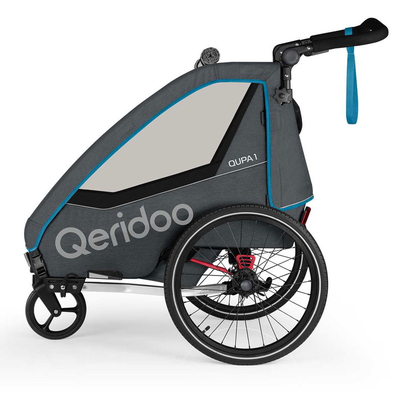babyonlineshop Qeridoo Qupa1 Blue Fahrradanhänger 360-Grad-Buggyrad und Deichsel 2023 Riesige Rabatte