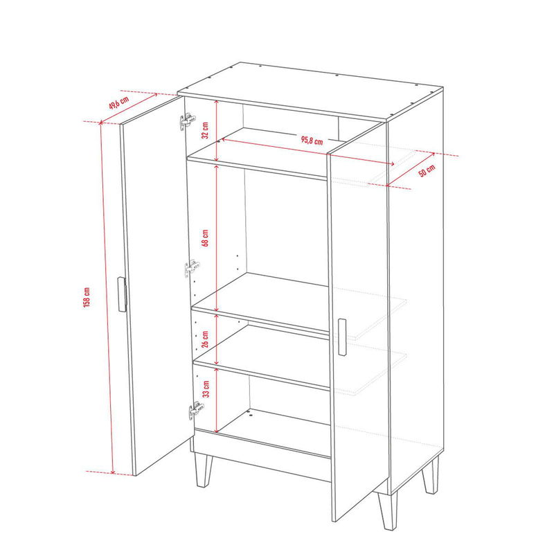 babyonlineshop VOX Lounge Kleiderschrank grau/eiche 2-türig Limitierter Zeitrabatt