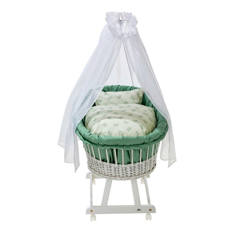 babyonlineshop Alvi Birthe Stubenwagen weiß Komplettset Matratze Himmelstange und Garnitur Teddy 1961 Meist gekauft