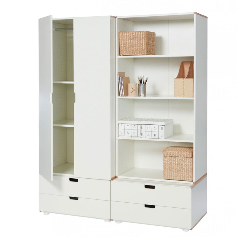 babyonlineshop Manis-h Kleiderschrank ZEUS 2 Türen + Regal mit 4 Schubkästen Blitzverkäufe