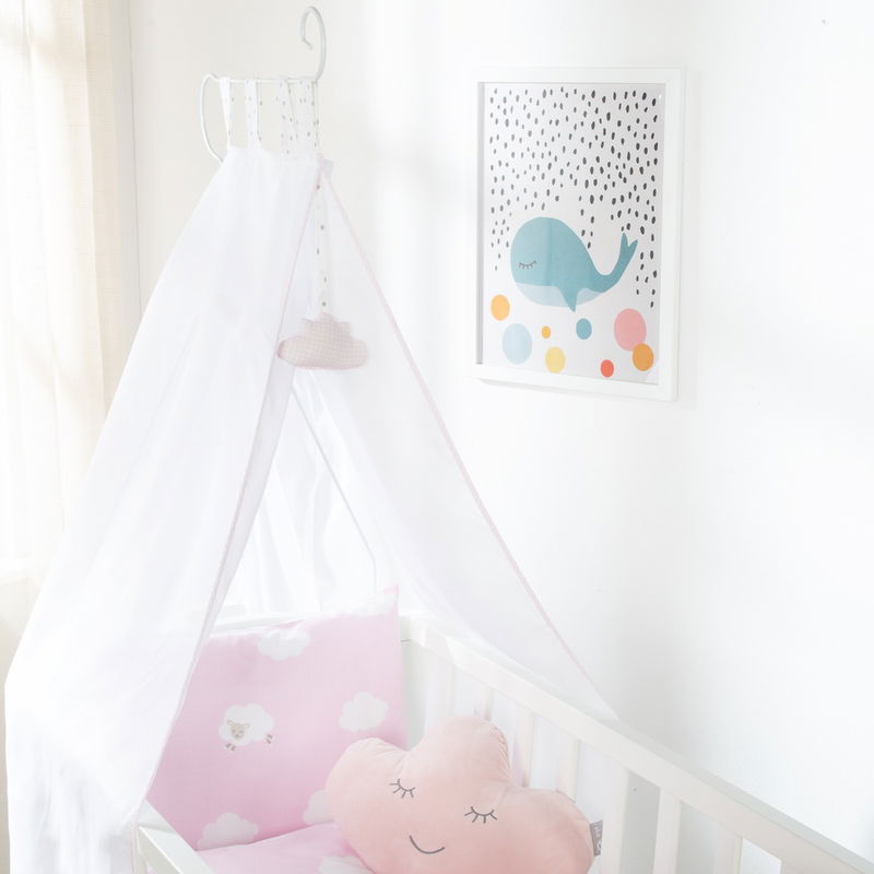 babyonlineshop Roba Komplettwiegenset weiß inklusive textiler Ausstattung Kleine Wolke rosa Kostenloser Versand