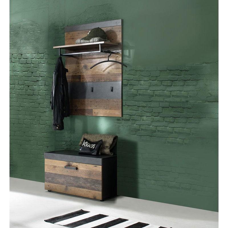 babyonlineshop trendteam Indy Garderoben-Set 2-teilig Old Wood / Graphit Grau Heißer Verkauf