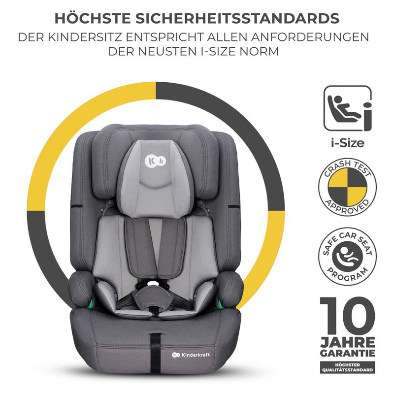 babyonlineshop Kinderkraft SAFETY-FIX 2 i-Size Kindersitz grey 76-150 cm Letzter Tag
