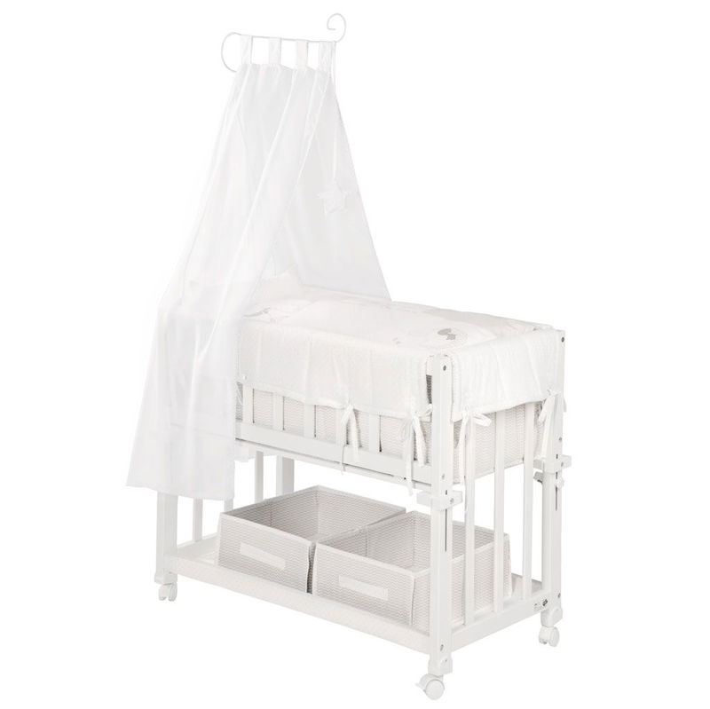 babyonlineshop Roba Stubenbett 3 in 1 Little Stars safe asleep inkl. Matratze Nestchen & Schlafsack Kauf eins, bekomm eins gratis