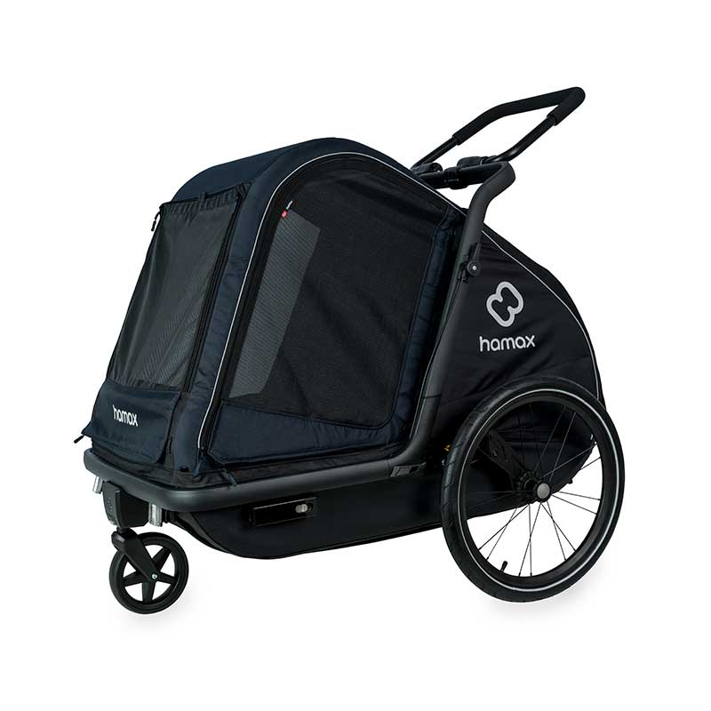 babyonlineshop Hamax Pluto L Hundeanhänger Fahrradanhänger Blau/Schwarz Schlussverkauf