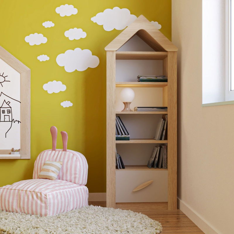 babyonlineshop Nature Kid My House Bücherregal Natur/Grau Saisonschlussverkauf