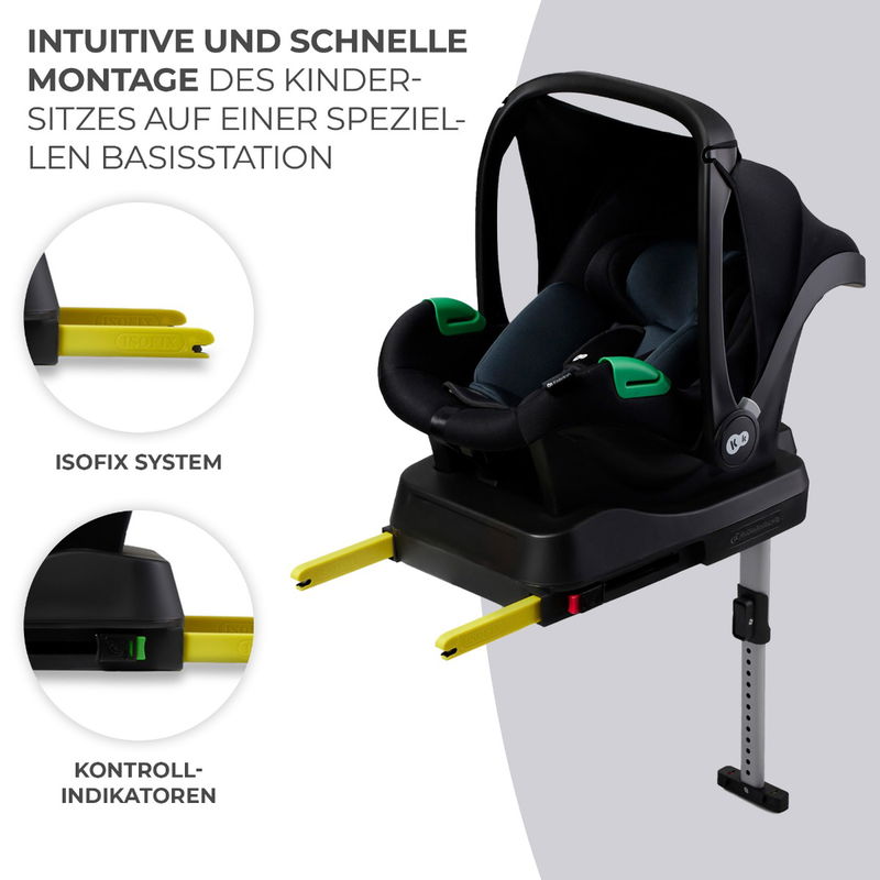 babyonlineshop Kinderkraft Kinderautositz mit Basisstation MINK PRO i-Size + MINK FX schwarz Neuheiten